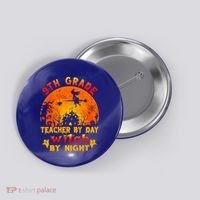 9Th Grade Teacher By Day Witch By Night Costume Halloween Gift Button thumb 0
