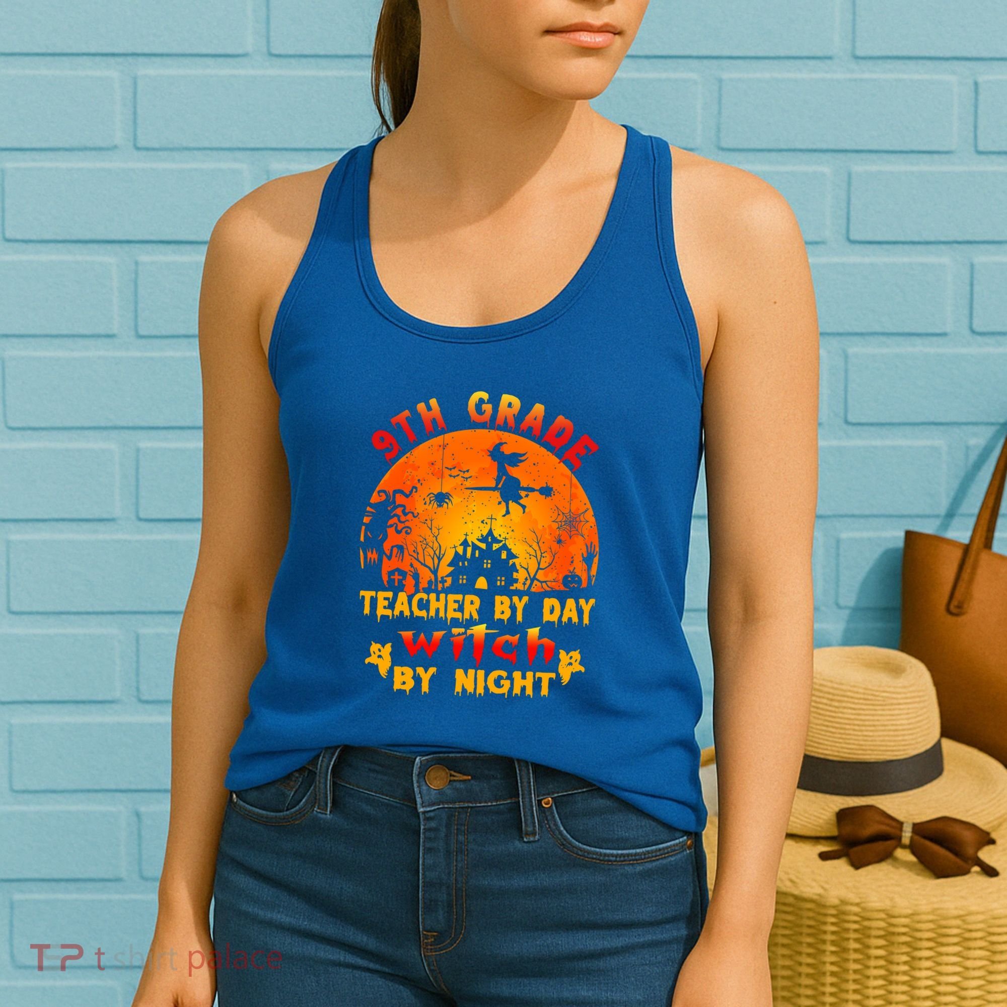 9Th Grade Teacher By Day Witch By Night Costume Halloween Gift Women's Tank Top