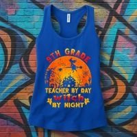 9Th Grade Teacher By Day Witch By Night Costume Halloween Gift Women's Tank Top thumb 3