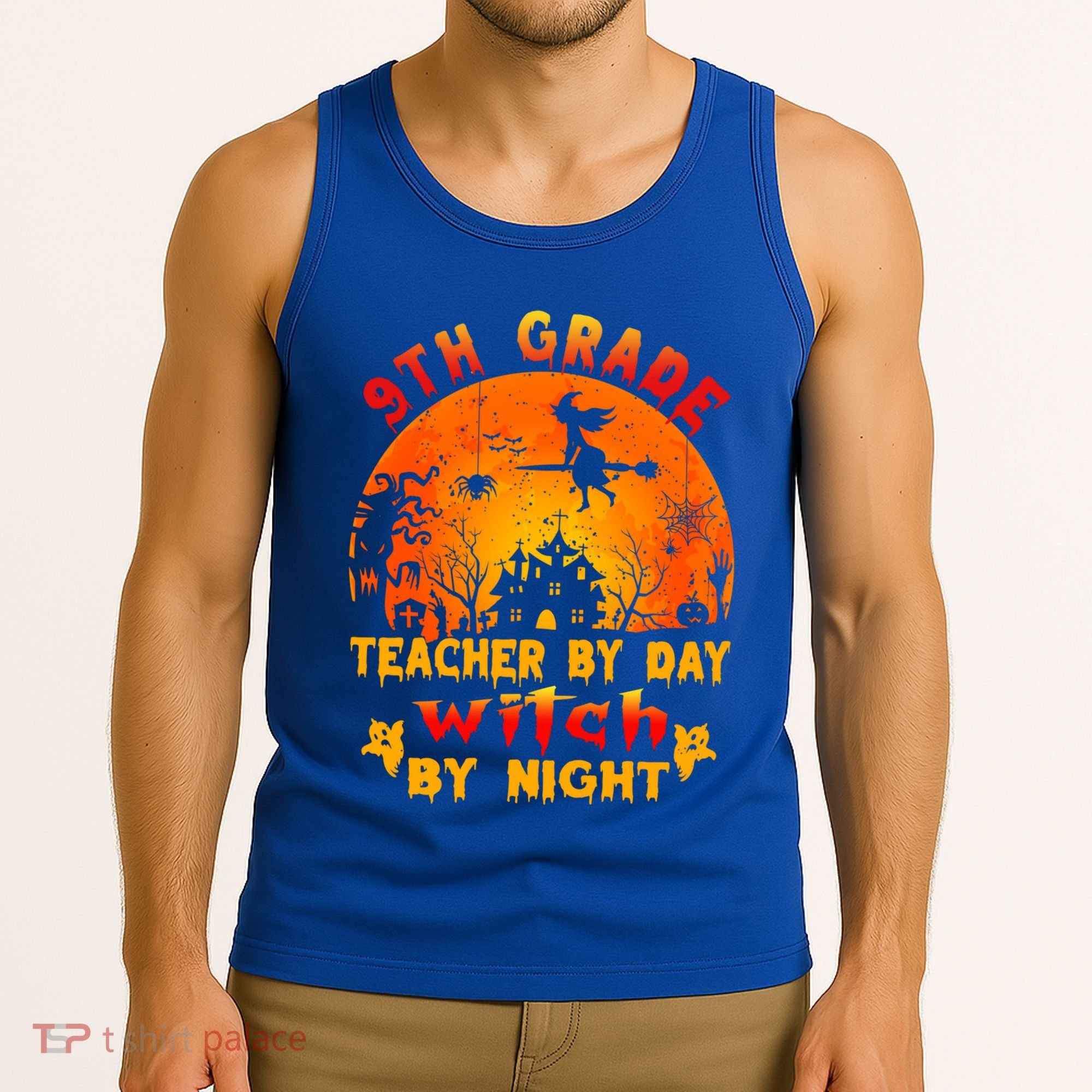 9Th Grade Teacher By Day Witch By Night Costume Halloween Gift Tank Top