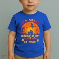 9Th Grade Teacher By Day Witch By Night Costume Halloween Gift Toddler T-Shirt thumb 2