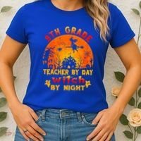9Th Grade Teacher By Day Witch By Night Costume Halloween Gift Women's T-Shirt thumb 2
