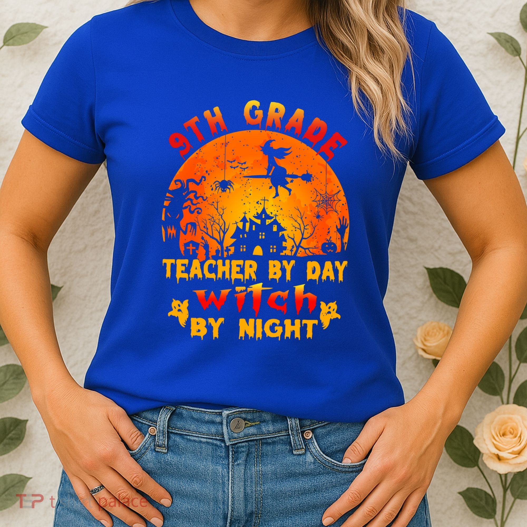9Th Grade Teacher By Day Witch By Night Costume Halloween Gift Women's T-Shirt