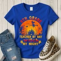 9Th Grade Teacher By Day Witch By Night Costume Halloween Gift Women's T-Shirt thumb 3