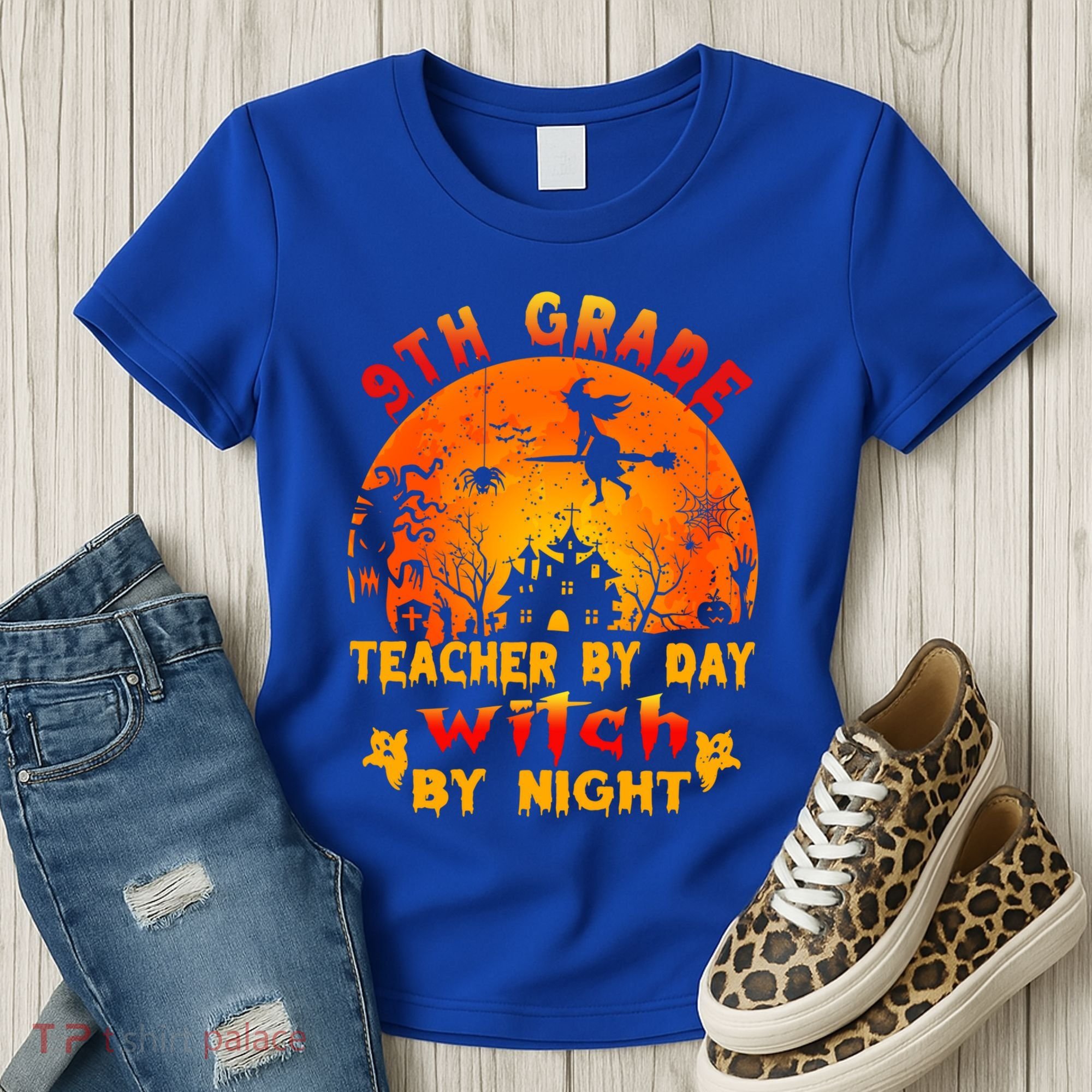 9Th Grade Teacher By Day Witch By Night Costume Halloween Gift Women's T-Shirt