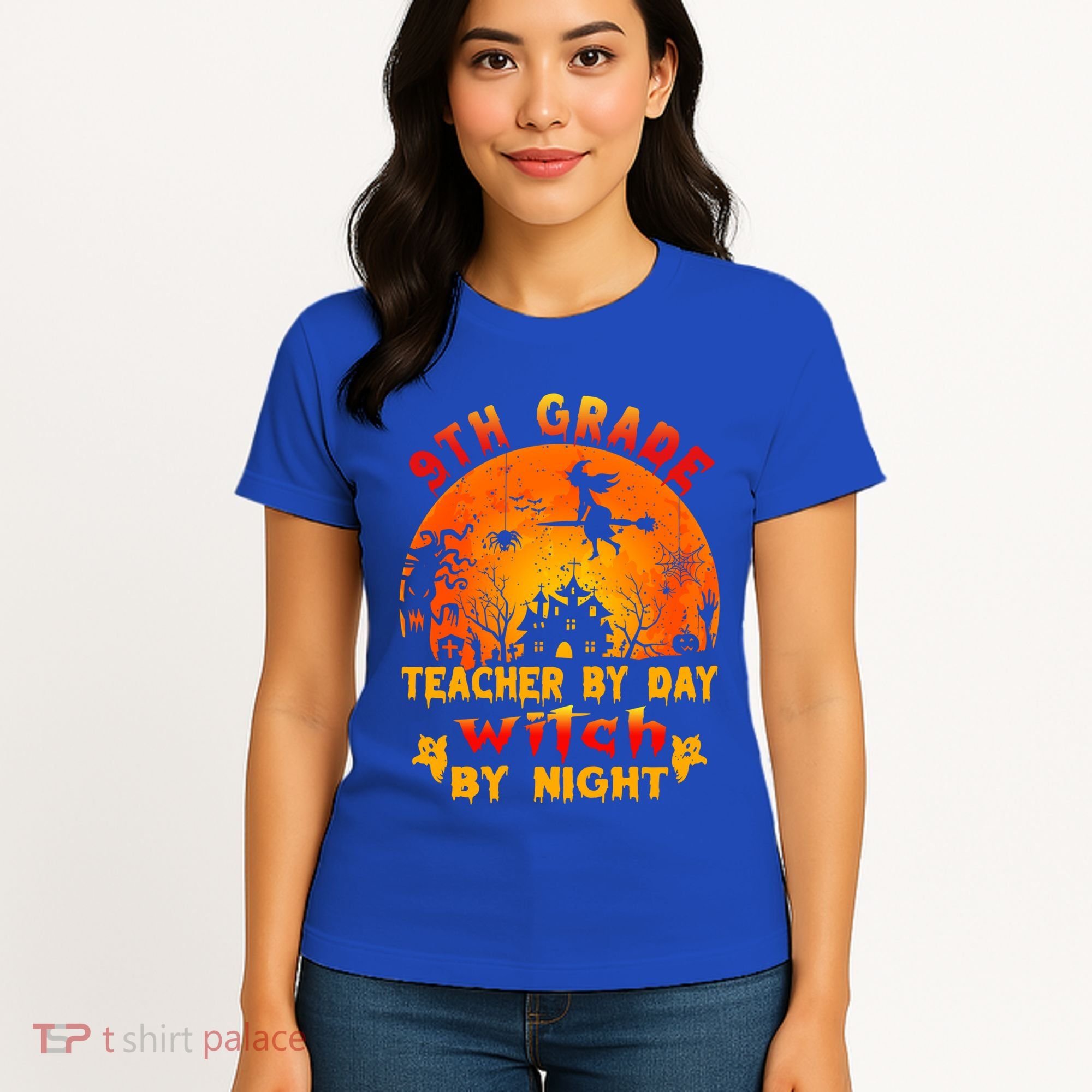 9Th Grade Teacher By Day Witch By Night Costume Halloween Gift Women's T-Shirt