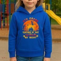 9Th Grade Teacher By Day Witch By Night Costume Halloween Gift Kids Hoodie thumb 3