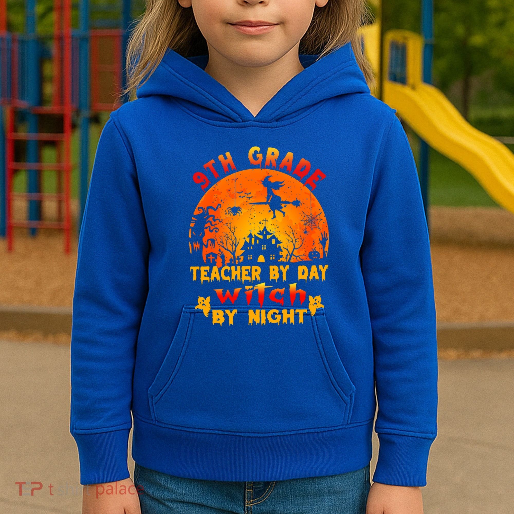 9Th Grade Teacher By Day Witch By Night Costume Halloween Gift Kids Hoodie