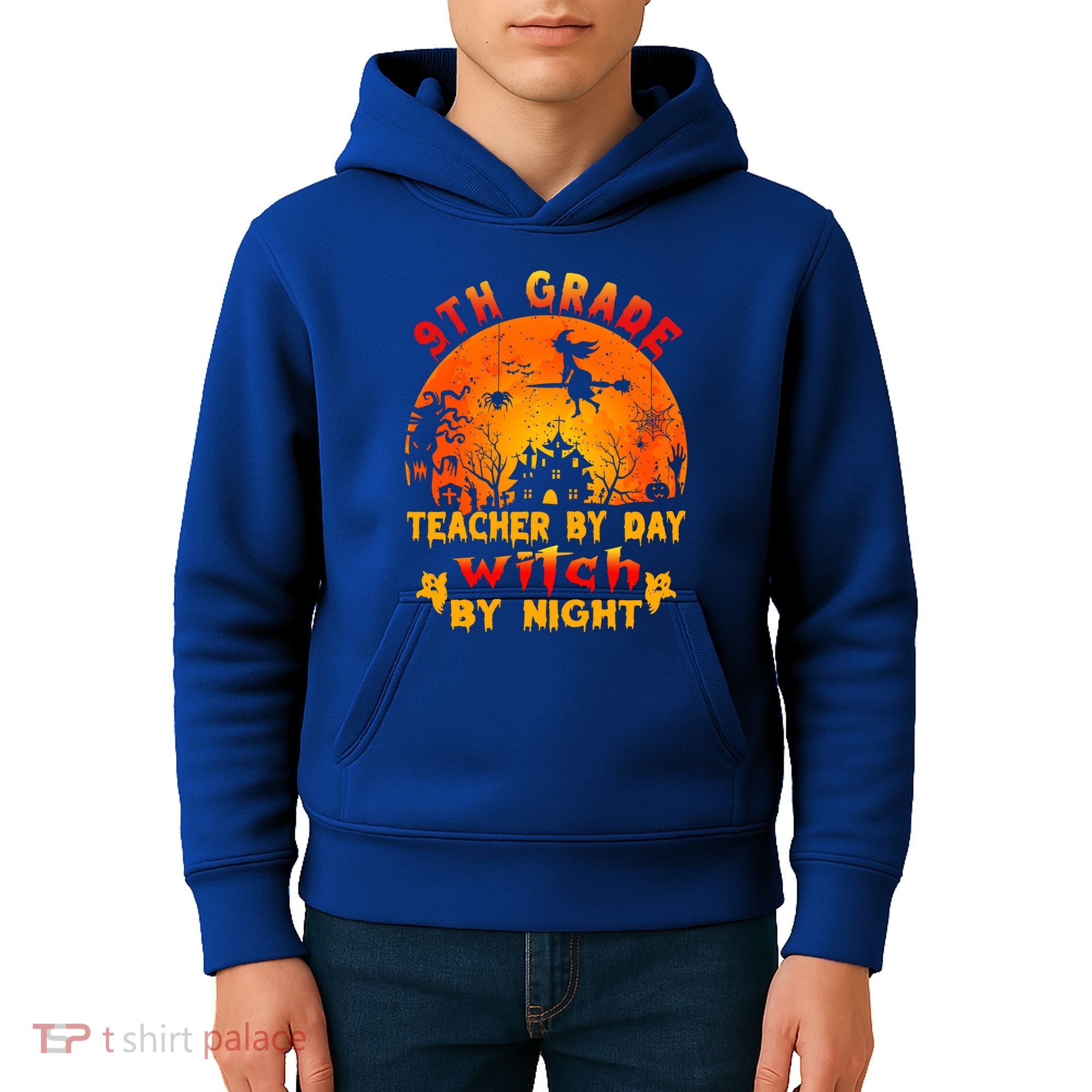 9Th Grade Teacher By Day Witch By Night Costume Halloween Gift Kids Hoodie