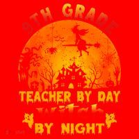 9Th Grade Teacher By Day Witch By Night Costume Halloween Gift Santa Hat thumb 1