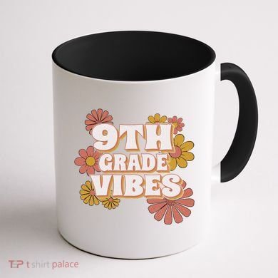 9Th Grade Vibes Gift Ninth Grade Retro Floral Teachers Gift Coffee Mug back
