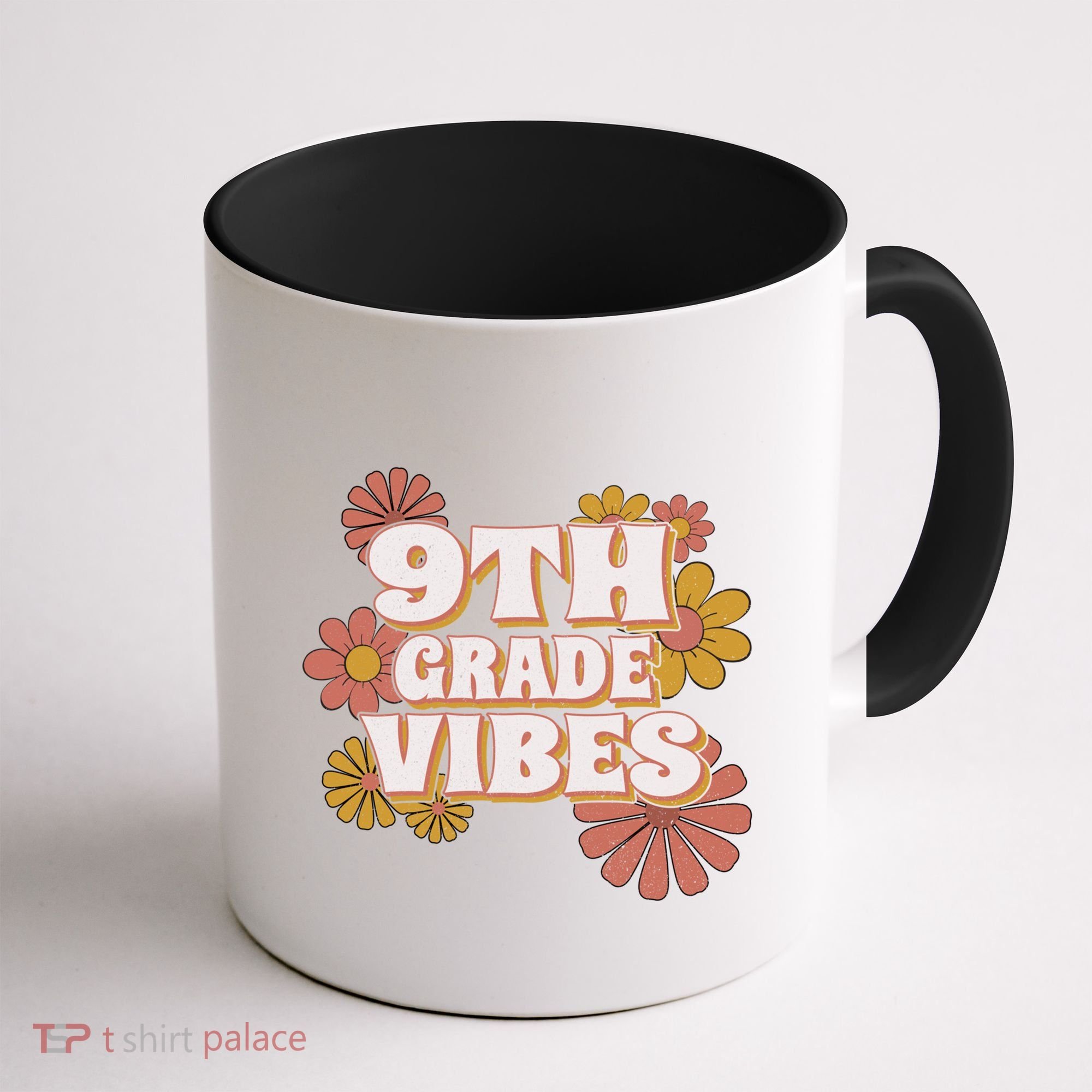 9Th Grade Vibes Gift Ninth Grade Retro Floral Teachers Gift Coffee Mug