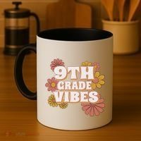 9Th Grade Vibes Gift Ninth Grade Retro Floral Teachers Gift Coffee Mug thumb 4