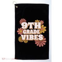 9Th Grade Vibes Gift Ninth Grade Retro Floral Teachers Gift Golf Towel thumb 0
