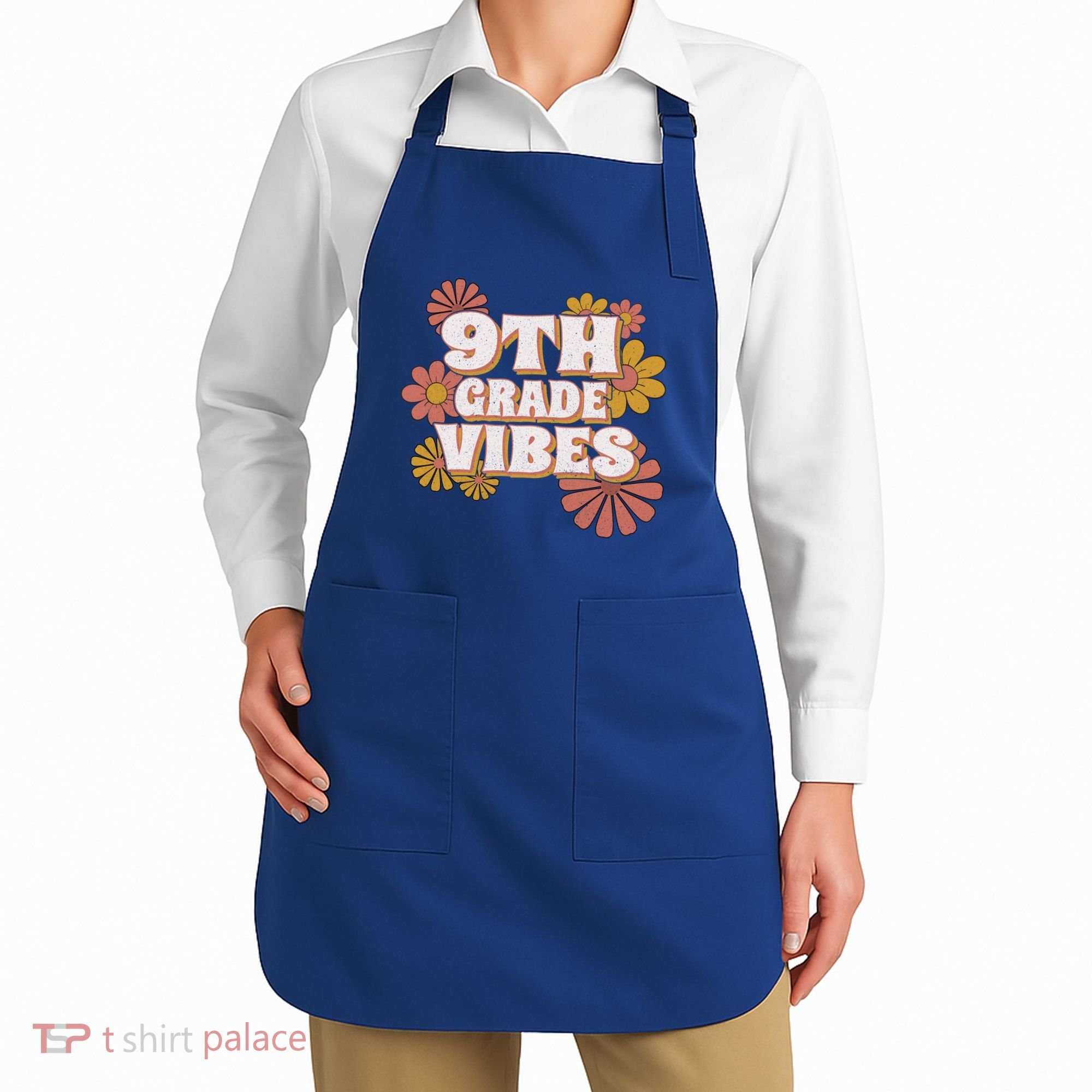 9Th Grade Vibes Gift Ninth Grade Retro Floral Teachers Gift Apron