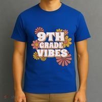 9Th Grade Vibes Gift Ninth Grade Retro Floral Teachers Gift T-Shirt thumb 3