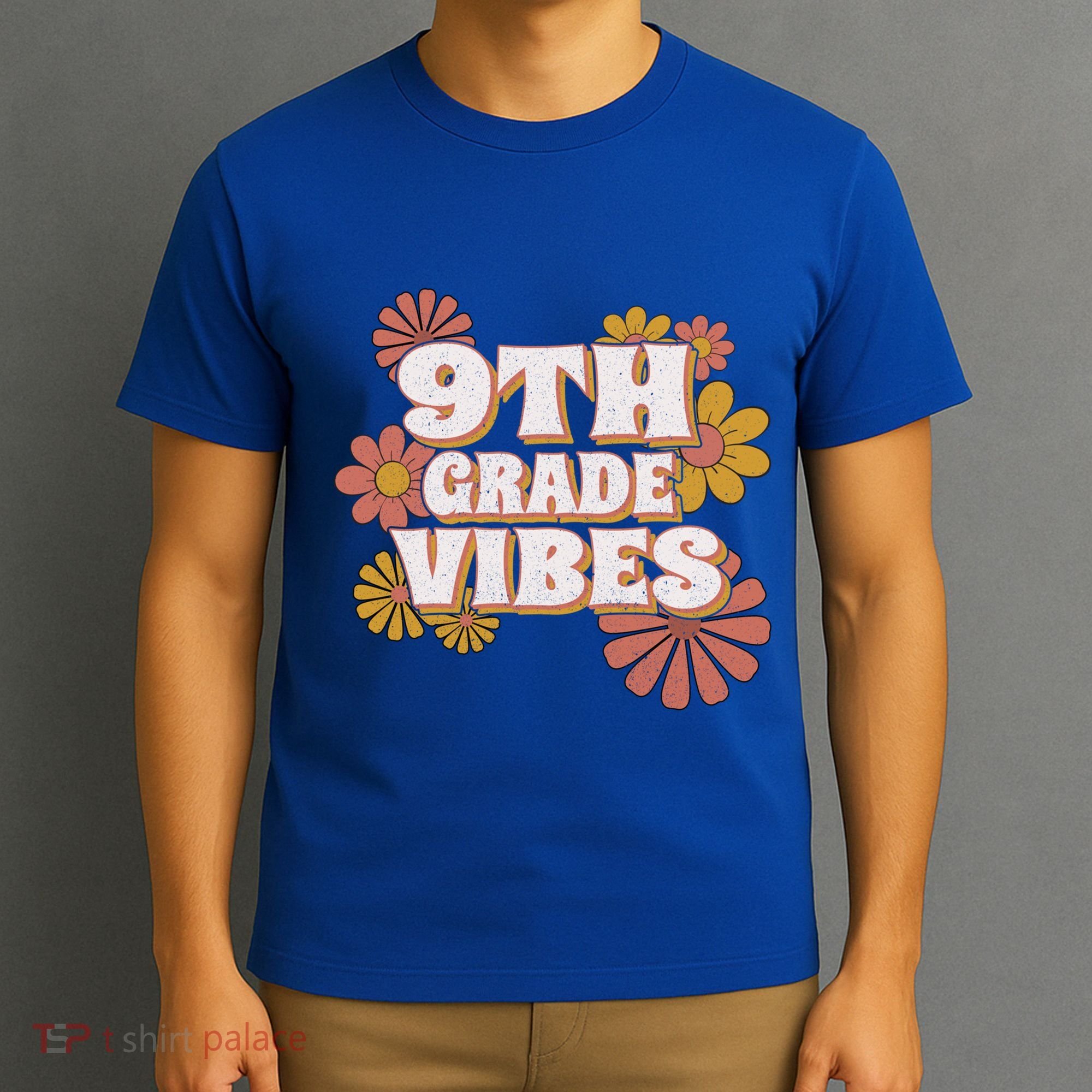 9Th Grade Vibes Gift Ninth Grade Retro Floral Teachers Gift T-Shirt