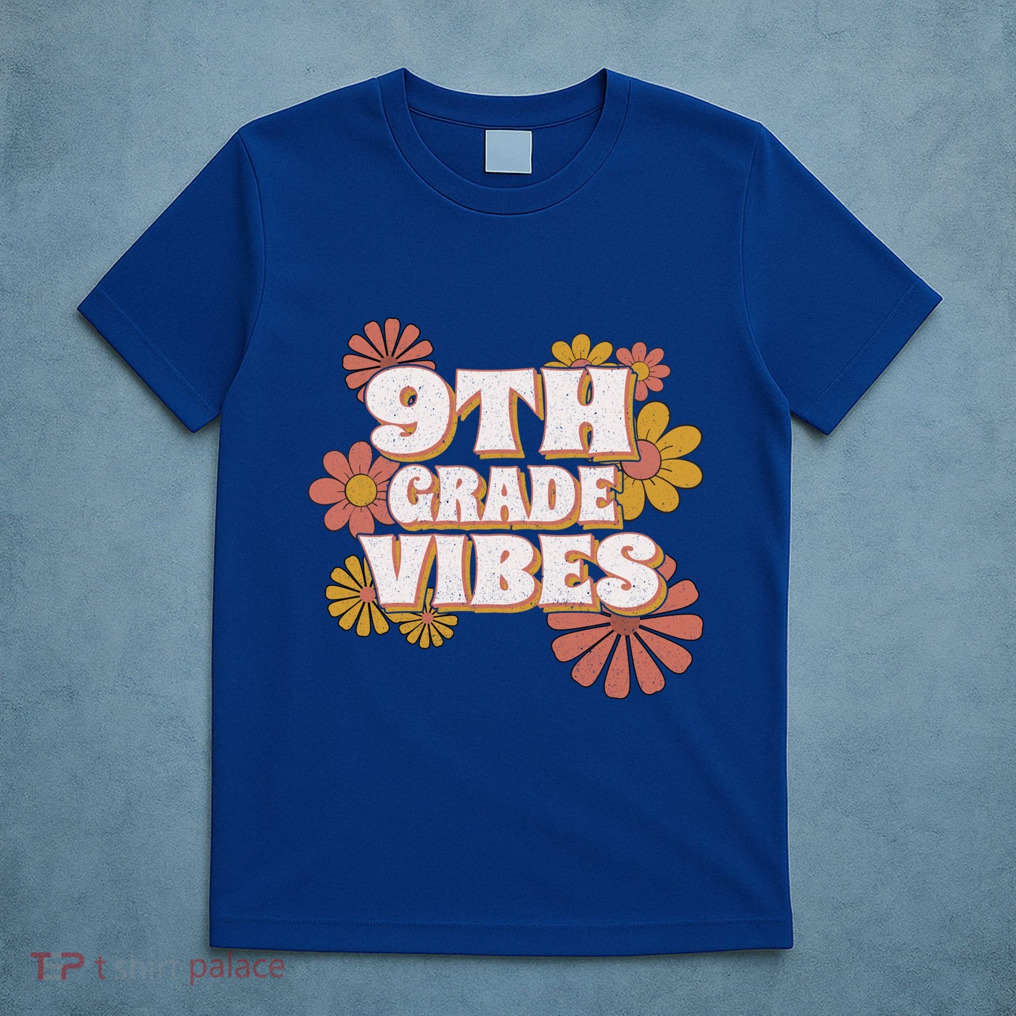 9Th Grade Vibes Gift Ninth Grade Retro Floral Teachers Gift T-Shirt