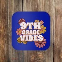 9Th Grade Vibes Gift Ninth Grade Retro Floral Teachers Gift Coaster thumb 0