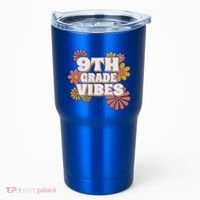 9Th Grade Vibes Gift Ninth Grade Retro Floral Teachers Gift Tumbler thumb 0