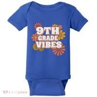 9Th Grade Vibes Gift Ninth Grade Retro Floral Teachers Gift Baby Bodysuit thumb 0