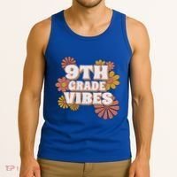 9Th Grade Vibes Gift Ninth Grade Retro Floral Teachers Gift Tank Top thumb 3