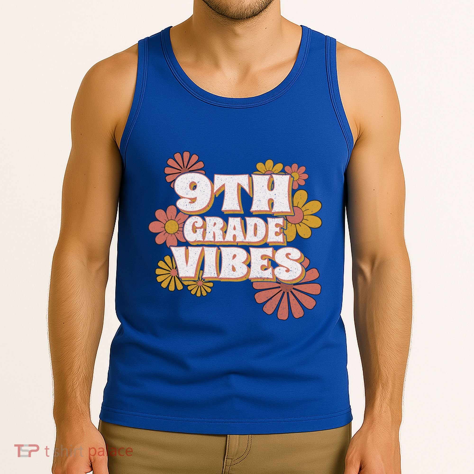 9Th Grade Vibes Gift Ninth Grade Retro Floral Teachers Gift Tank Top