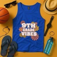 9Th Grade Vibes Gift Ninth Grade Retro Floral Teachers Gift Tank Top thumb 4