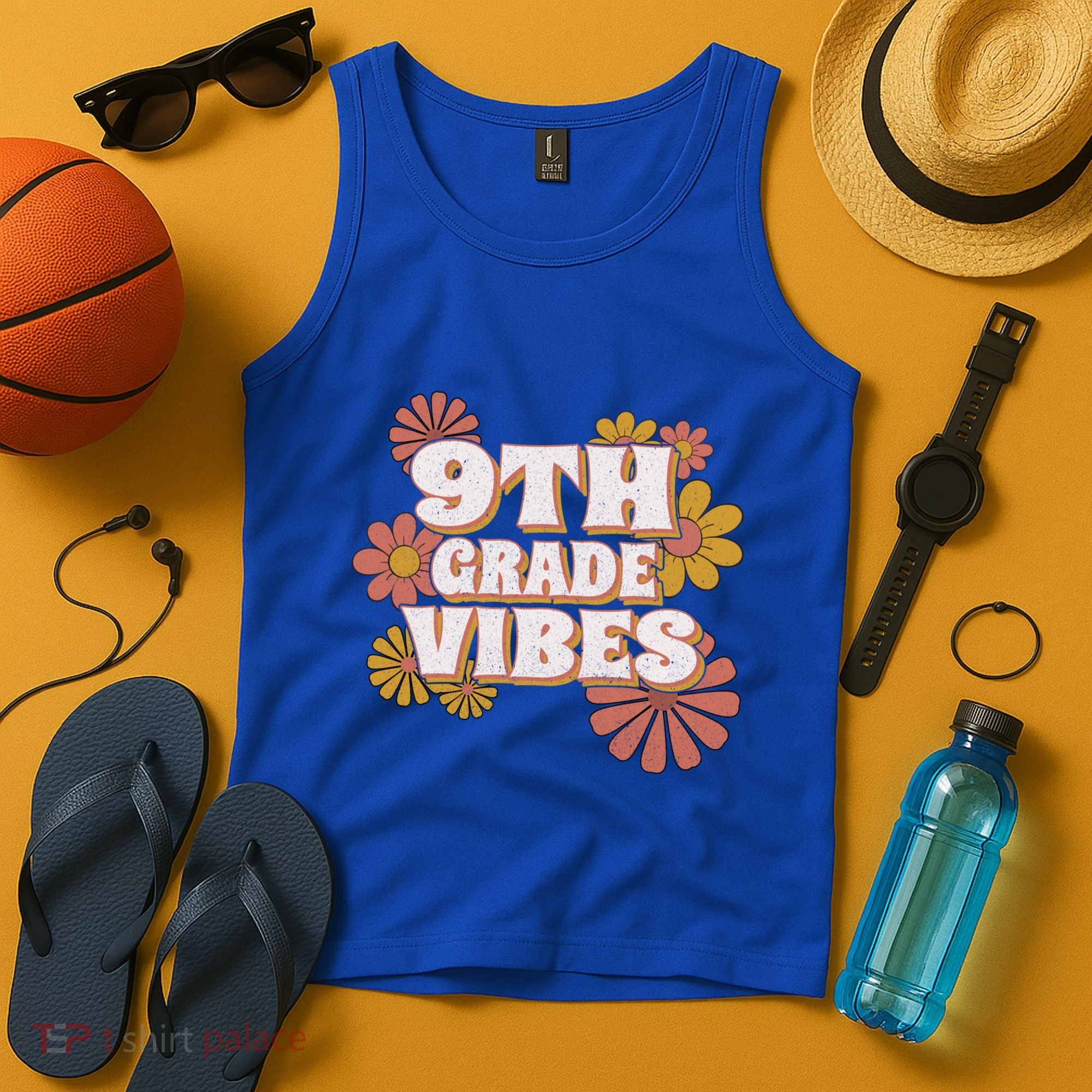 9Th Grade Vibes Gift Ninth Grade Retro Floral Teachers Gift Tank Top