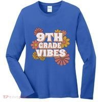 9Th Grade Vibes Gift Ninth Grade Retro Floral Teachers Gift Women's Long Sleeve Shirt thumb 0
