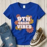 9Th Grade Vibes Gift Ninth Grade Retro Floral Teachers Gift Women's T-Shirt thumb 3