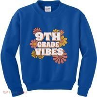 9Th Grade Vibes Gift Ninth Grade Retro Floral Teachers Gift Kids Sweatshirt thumb 0