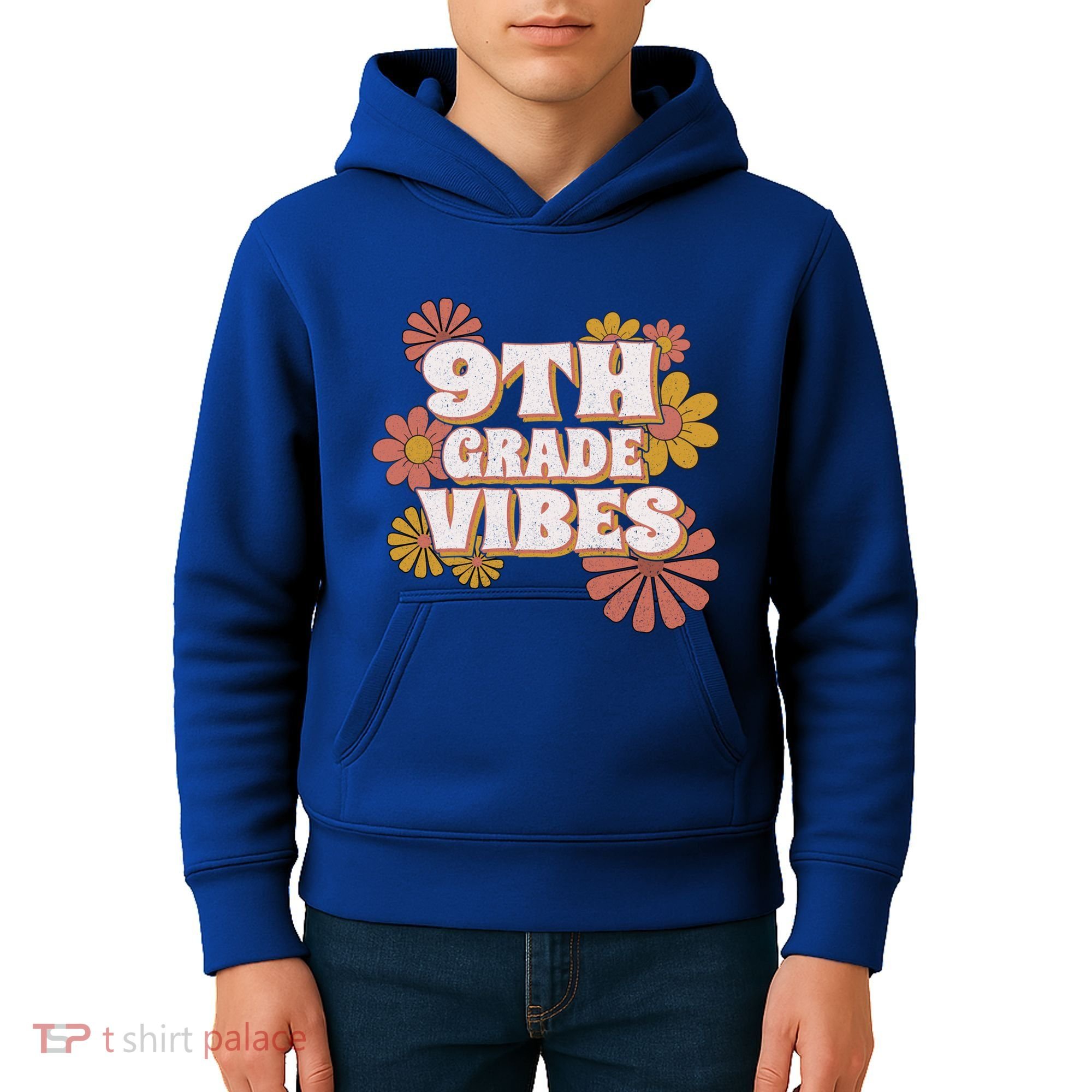 9Th Grade Vibes Gift Ninth Grade Retro Floral Teachers Gift Kids Hoodie