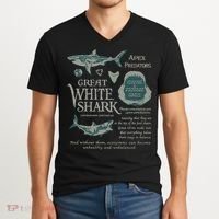 90S Great White Shark V-Neck T-Shirt thumb 2