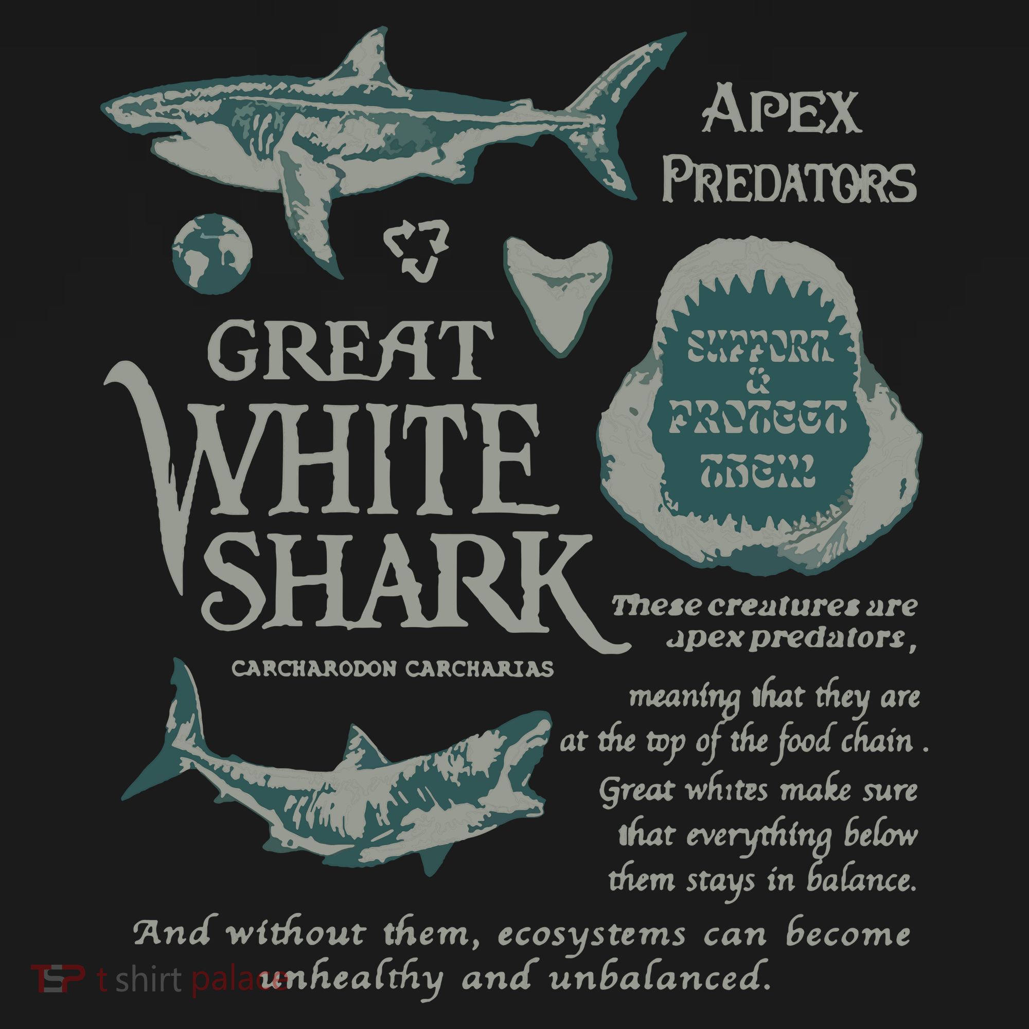 90S Great White Shark V-Neck T-Shirt