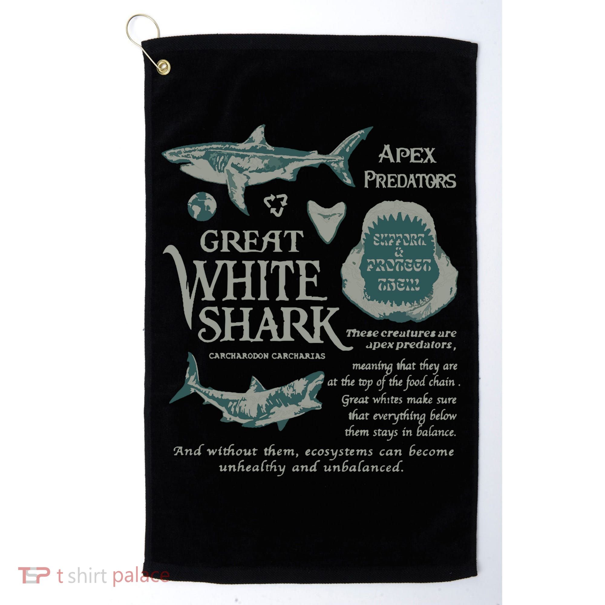 90S Great White Shark Golf Towel