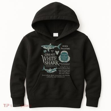 90S Great White Shark Kids Hoodie