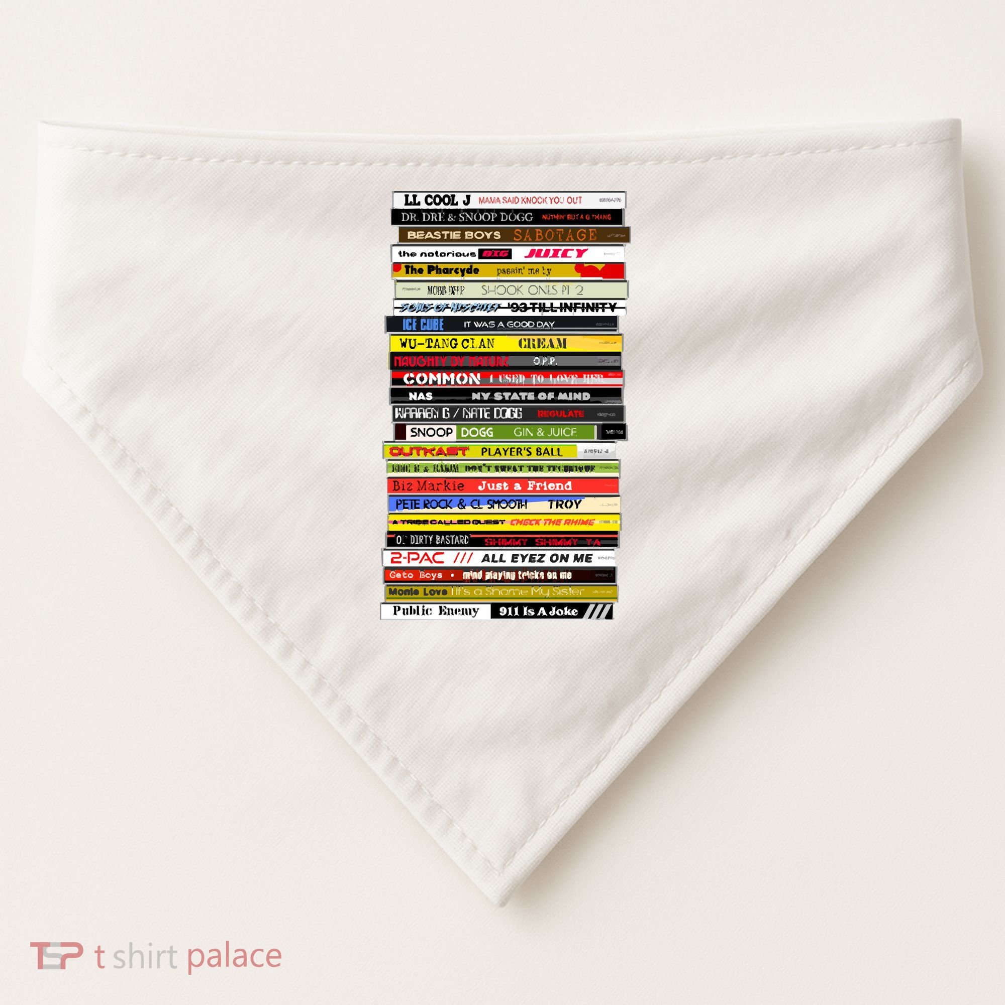 90s Hip Hop Cd Stack USA-Made Doggie Bandana
