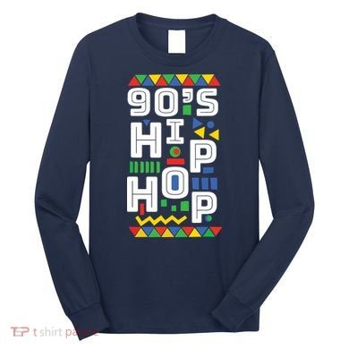 90s Hip Hop Vibes Retro Pattern Long Sleeve Shirt