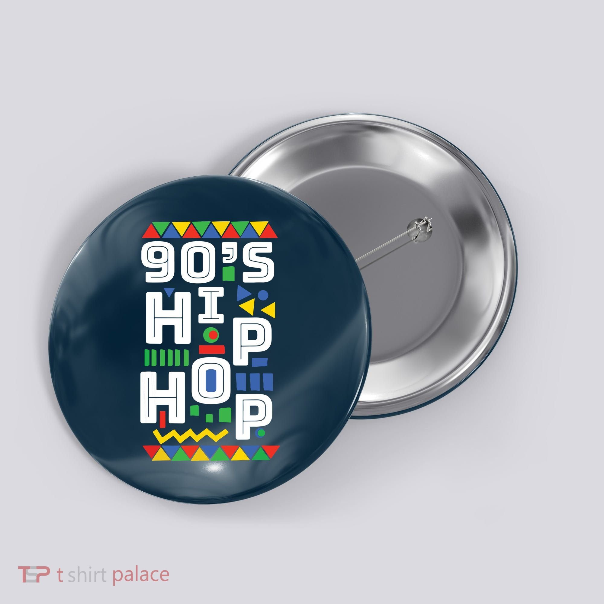 90s Hip Hop Vibes Retro Pattern Button