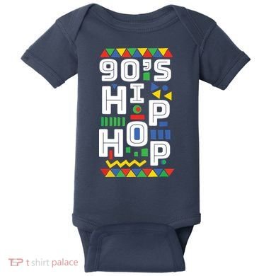 90s Hip Hop Vibes Retro Pattern Baby Bodysuit