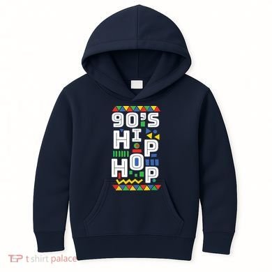 90s Hip Hop Vibes Retro Pattern Kids Hoodie