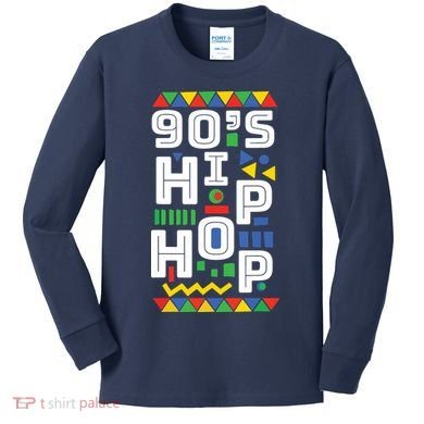 90s Hip Hop Vibes Retro Pattern Kids Long Sleeve Shirt