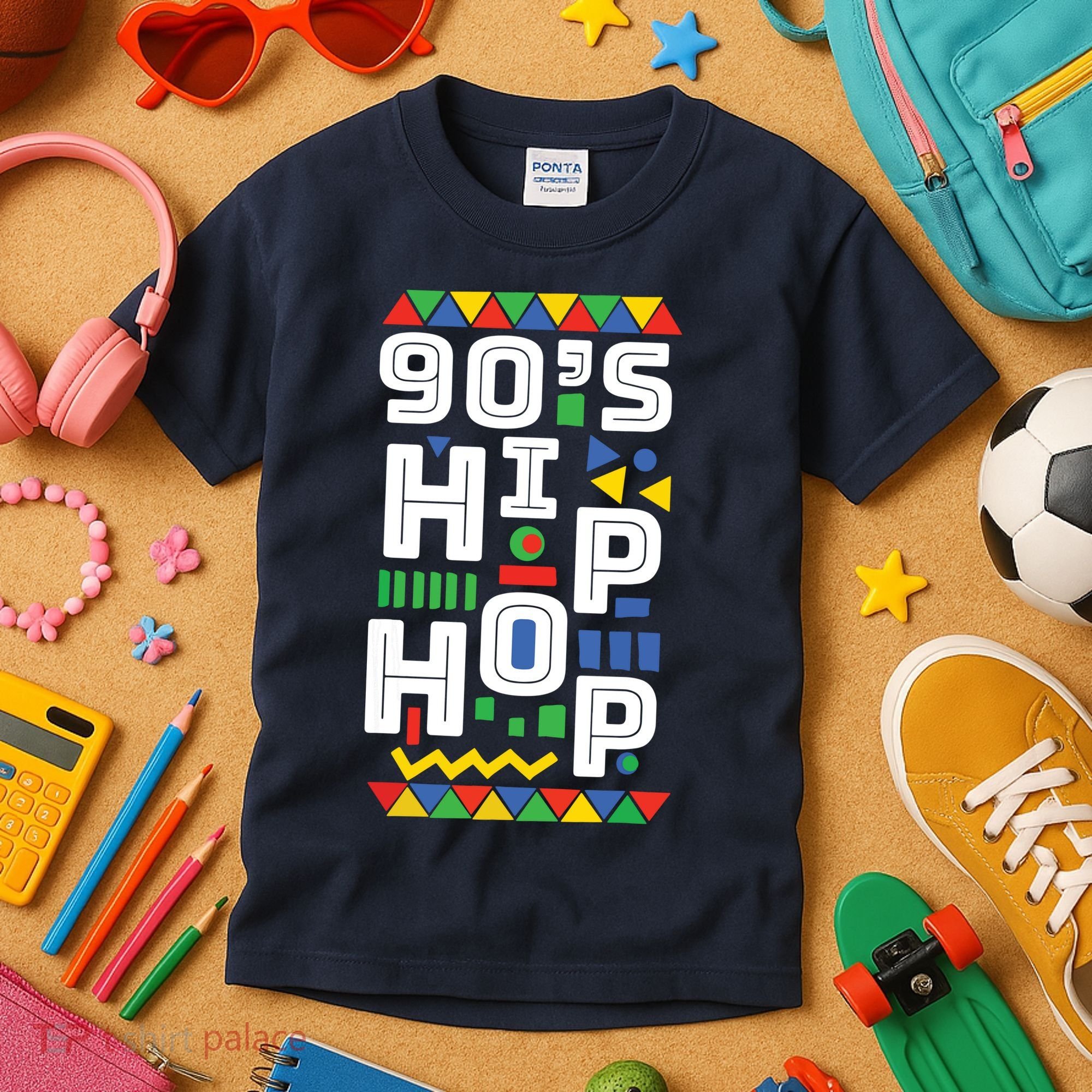 90s Hip Hop Vibes Retro Pattern Kids T-Shirt