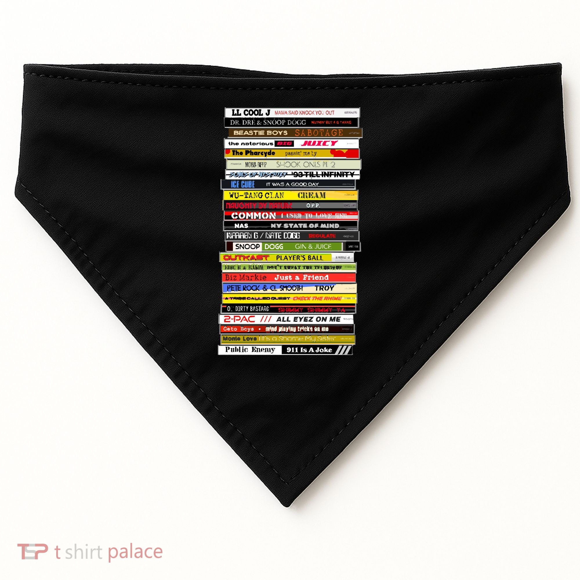 90s Hip Hop Cd Stack USA-Made Doggie Bandana