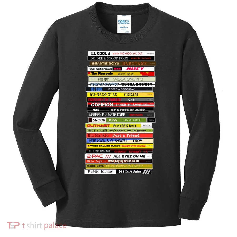 90s Hip Hop Cd Stack Kids Long Sleeve Shirt