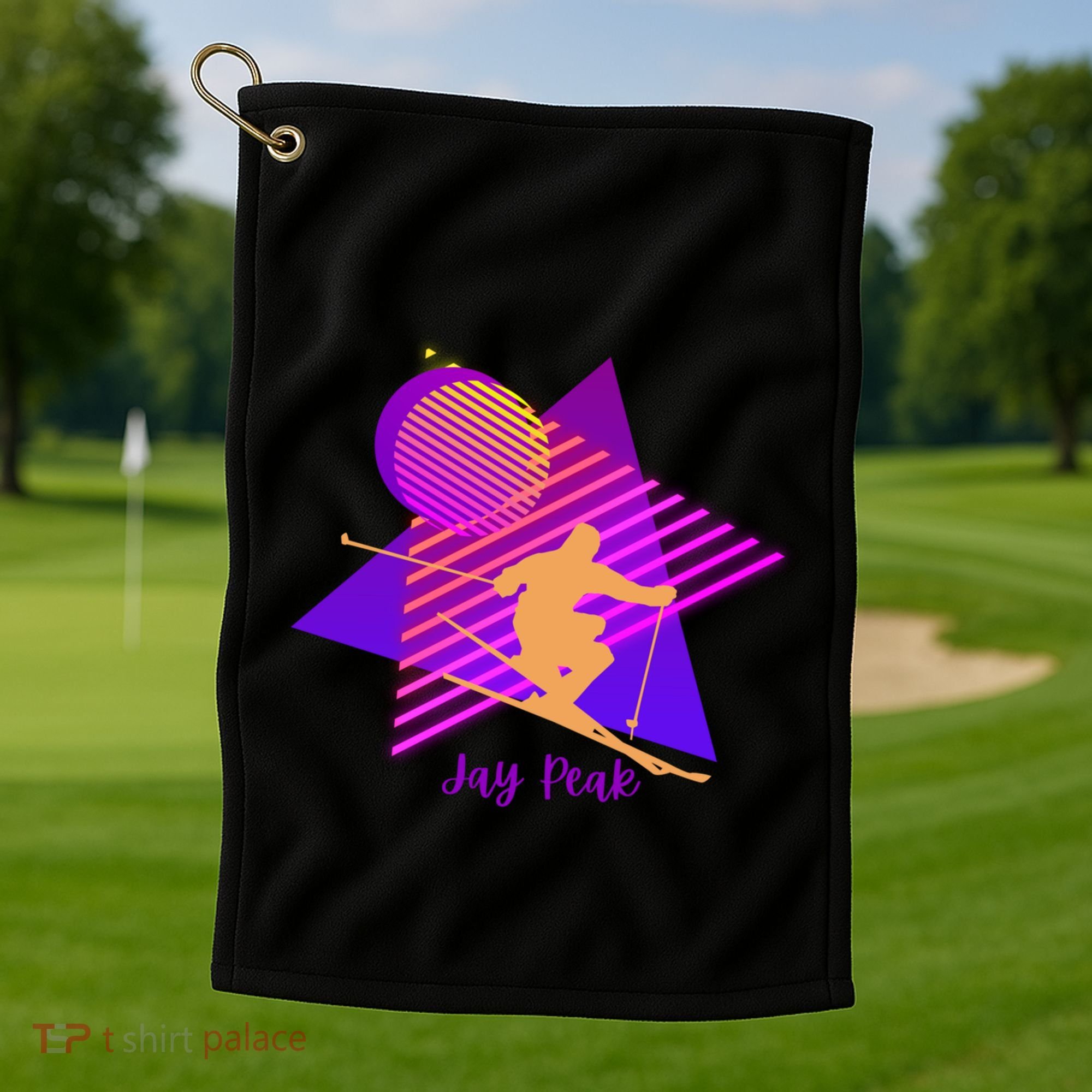 90s Jay Peak Vermont Skiing Skier Gift Golf Towel