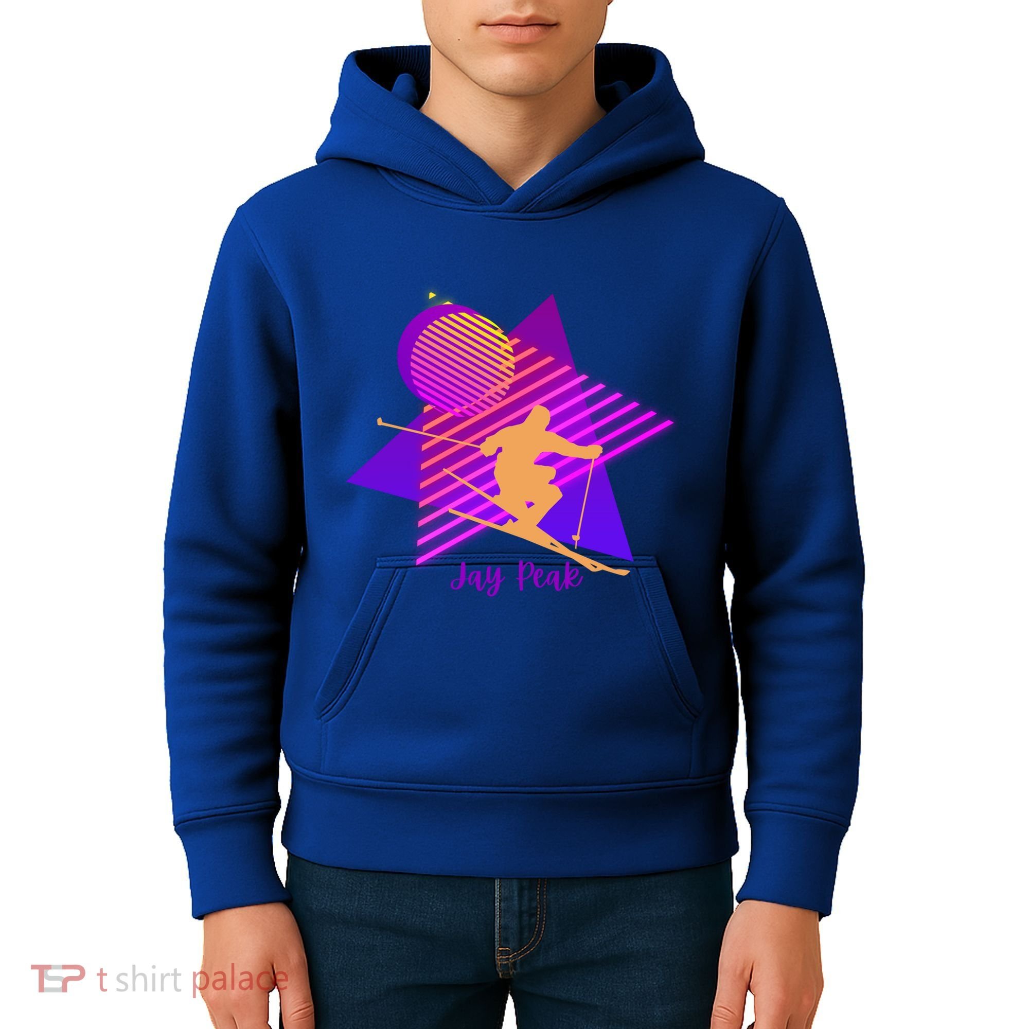 90s Jay Peak Vermont Skiing Skier Gift Kids Hoodie