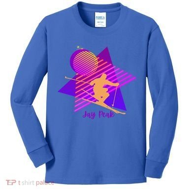 90s Jay Peak Vermont Skiing Skier Gift Kids Long Sleeve Shirt