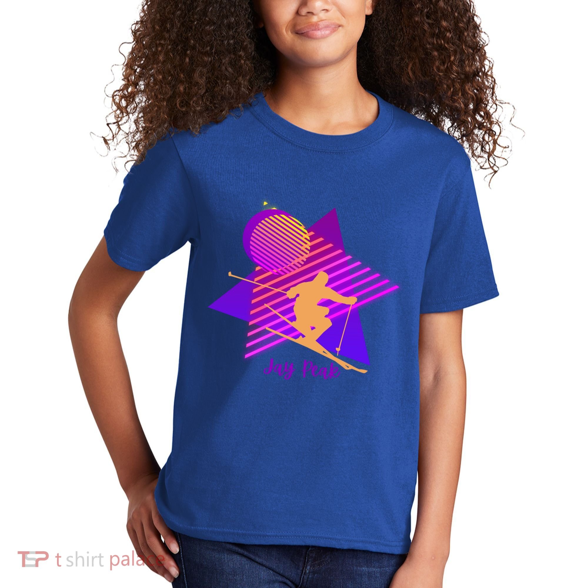 90s Jay Peak Vermont Skiing Skier Gift Kids T-Shirt